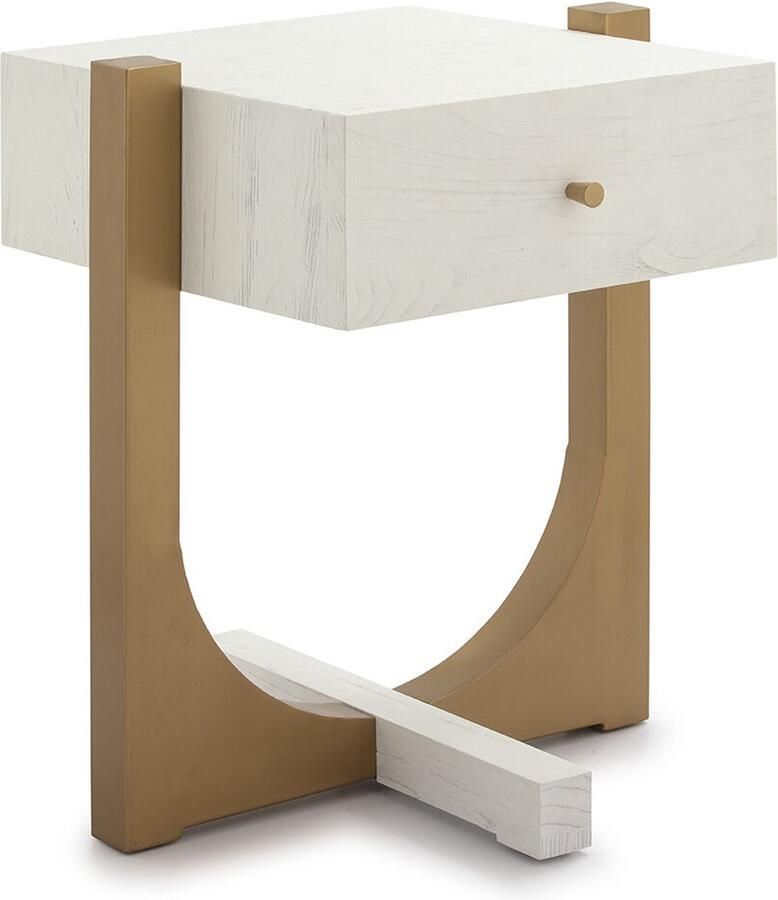 Thai Natura Nachtkastje Wit Hout Metaal 51 x 61 x 45 cm