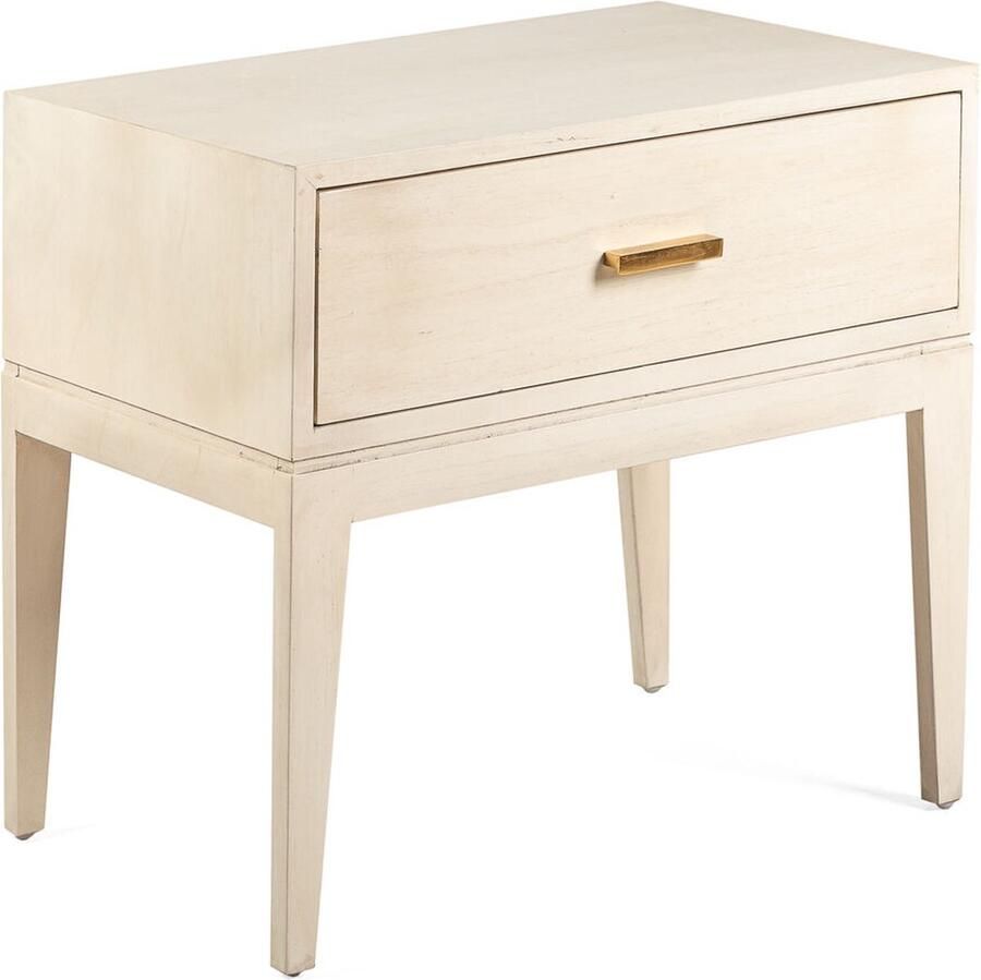 Thai Natura Nachtkastje Wit Metaal Cederhout 60 x 55 x 45 cm