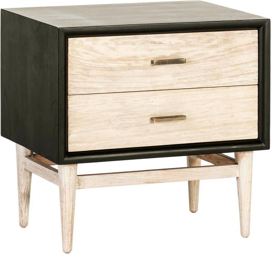 Thai Natura Nachtkastje Wit Zwart Cederhout 60 x 60 x 40 cm