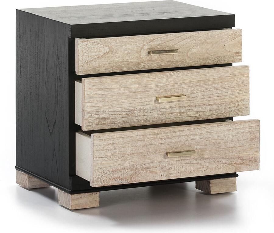 Thai Natura Nachtkastje Wit Zwart Hout 55 x 55 x 40 cm