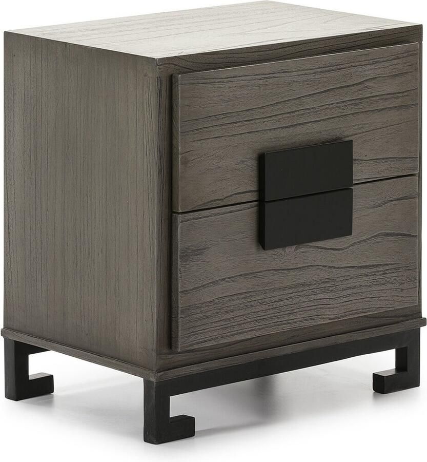 Thai Natura Nachtkastje Zwart Grijs Cederhout 56 x 60 x 41 cm