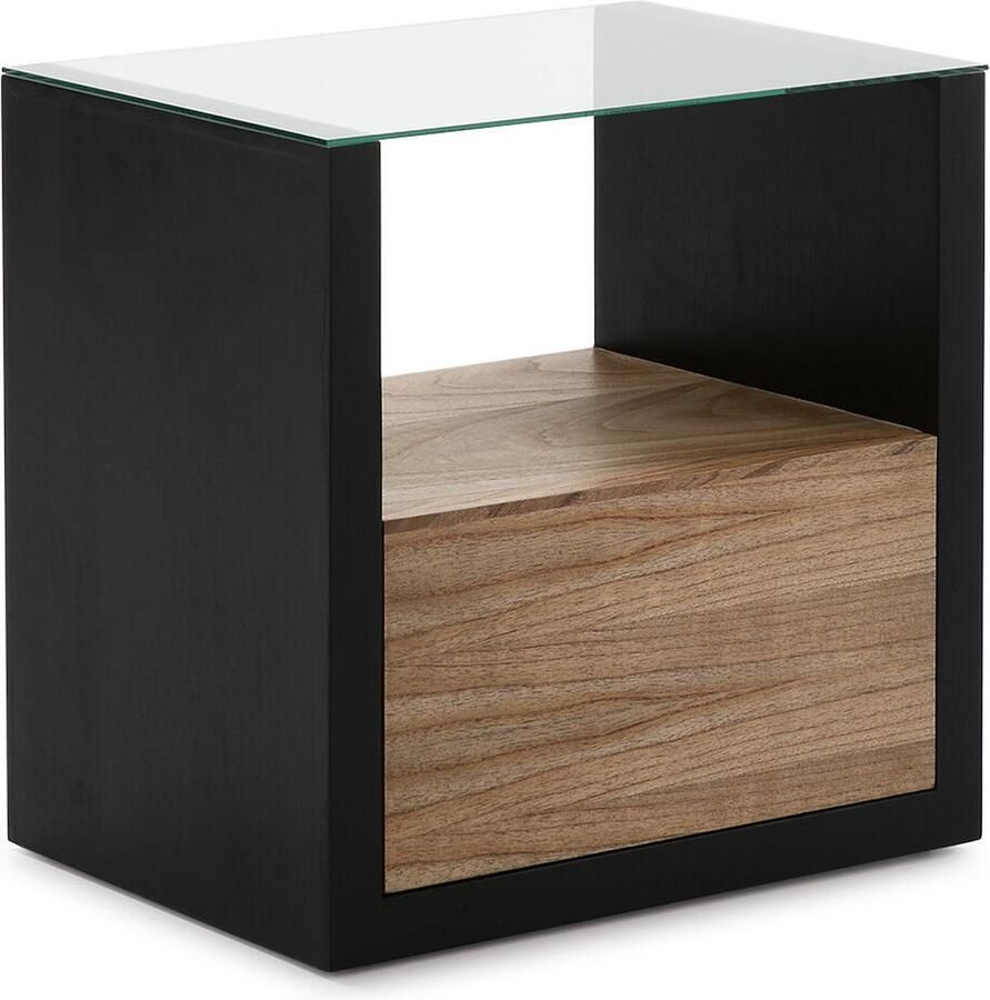 Thai Natura Nachtkastje Zwart Hout Kristal 60 x 60 x 45 cm