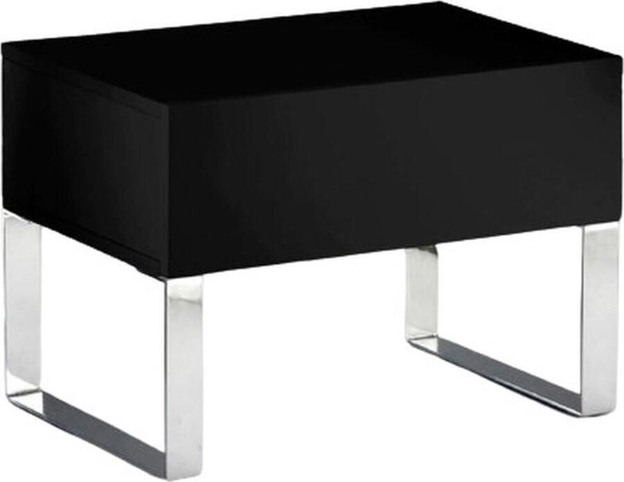 Thai Natura Nachtkastje Zwart Staal Hout MDF 63 x 44 x 40 cm