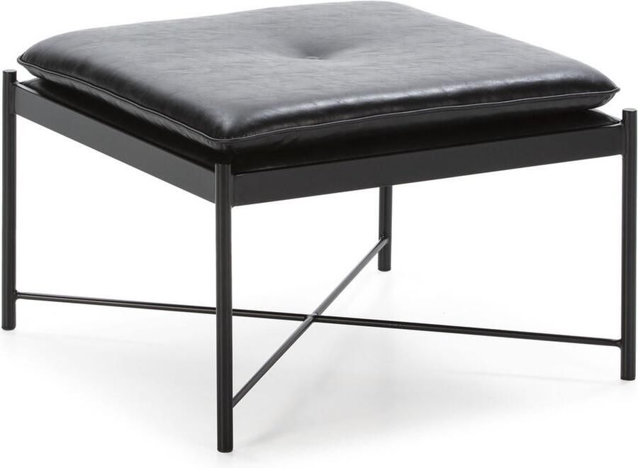 Thai Natura Poef Zwart Metaal Polyskin 60 x 41 x 60 cm