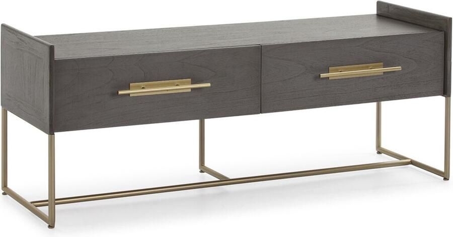 Thai Natura Tv-meubel Grijs Gouden Cederhout 140 x 55 x 45 cm