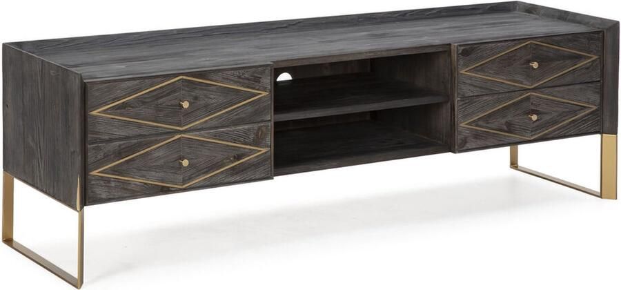 Thai Natura Tv-meubel Grijs Gouden Sparrenhout 176 x 55 x 45 cm