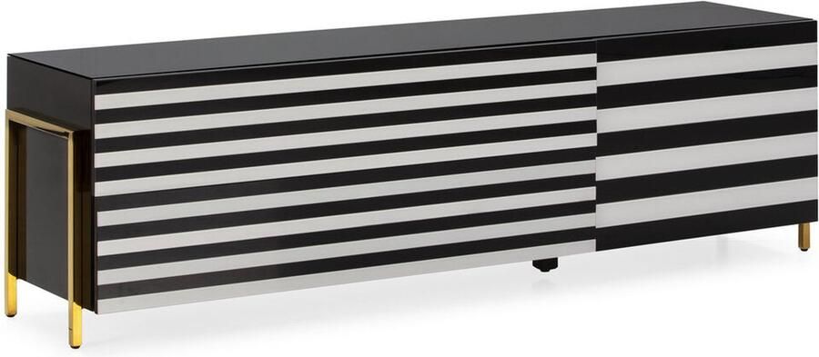 Thai Natura Tv-meubel Wit Zwart Gouden Kristal Staal 180 x 46 x 44 cm