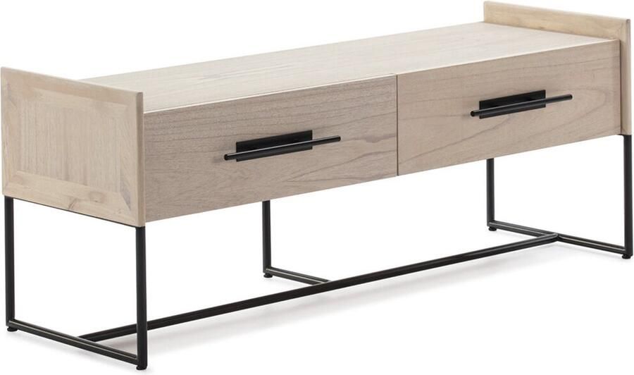 Thai Natura Tv-meubel Zwart Natuurlijk Cederhout 140 x 55 x 45 cm