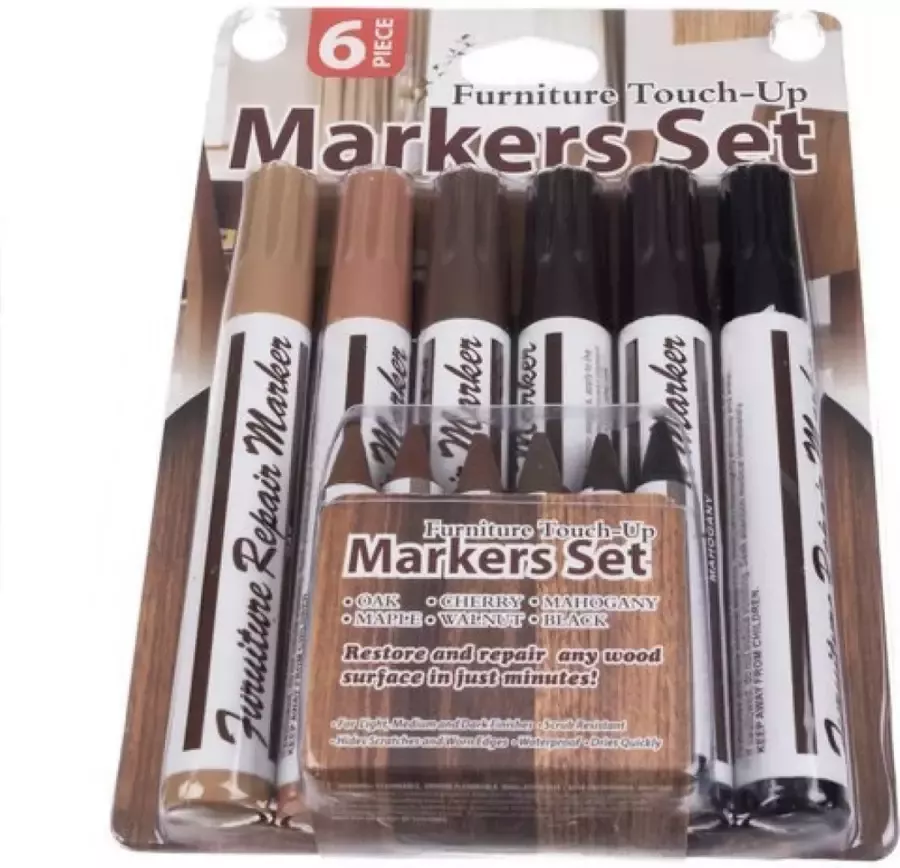 THAR Marker Set Meubel Reparatie Stiften 6 stiften 6 krijtjes Houtstift Meubelstift