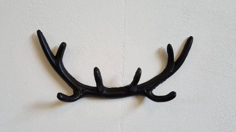 Thasth Design Kapstok Hertengewei Gietijzer Zwart 29 x 12 x 5 cm