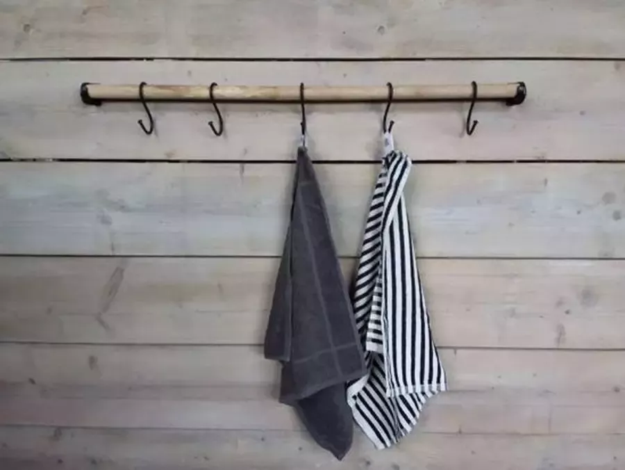 Thasth Design Kapstok Sober Metaal Hout Zwart Bruin 5 Haken 65 cm