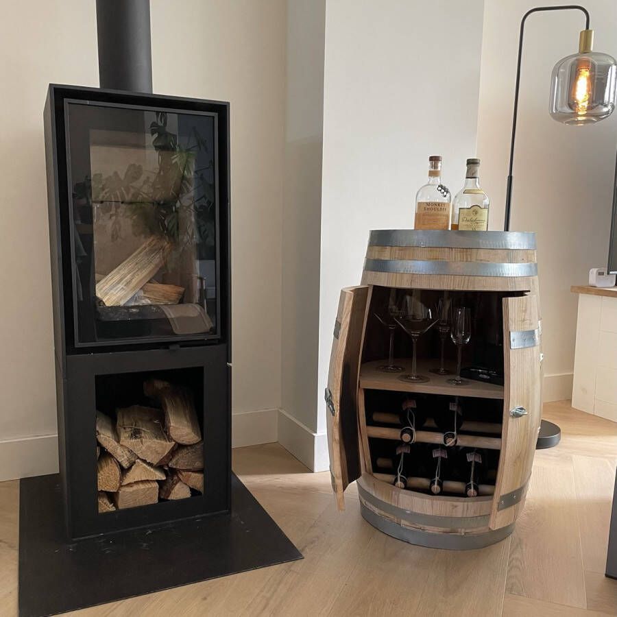 The Barrel-Oirschot Wijnkast Wijnrek Wijnvat Wijnopslag Wijn ton Wijnmeubel 110 liter met plank en wijnrek