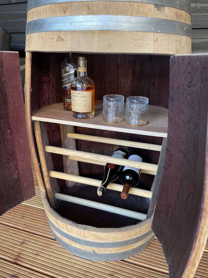 The Barrel-Oirschot Wijnrek gebruikt eikenhout Eiken wijnvat 225 liter Wijnmeubel Wijnopslag Wijnton Drank kast