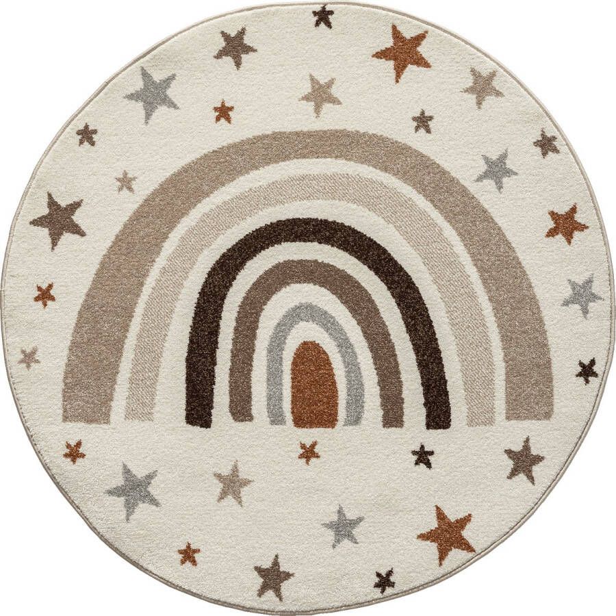 The carpet Beat Kids Modern Zacht Kinderdeken Zachte pool gemakkelijk te reinigen Kleurecht Regenboogpatroon Crème mix 120 x 170 cm