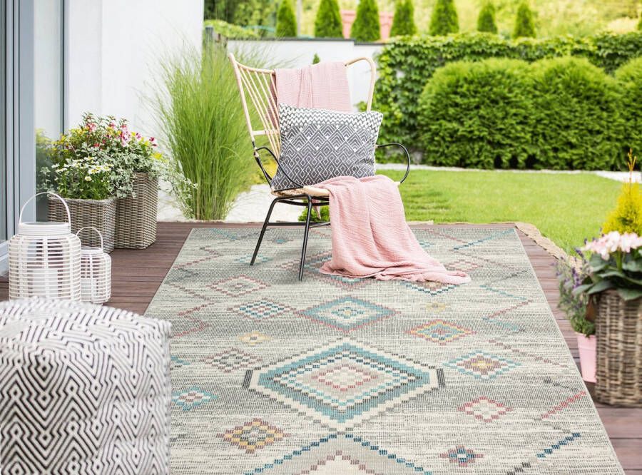 The carpet Palma Robuust outdoor Vloerkleed modern design weerbestendig en uv-bestendig voor balkon terras en serre maar ook geschikt voor keuken of eetkamer crème 200 x 290 cm - Foto 2