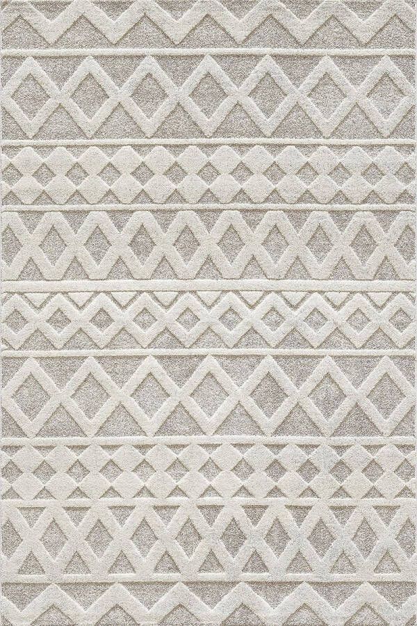 The carpet Everest moderne vloerkleed (tapijt) laagpolig met hoog-diepteeffect 3D-effect hoge vloerdichtheid en aangenaam zacht crème 80x150 cm