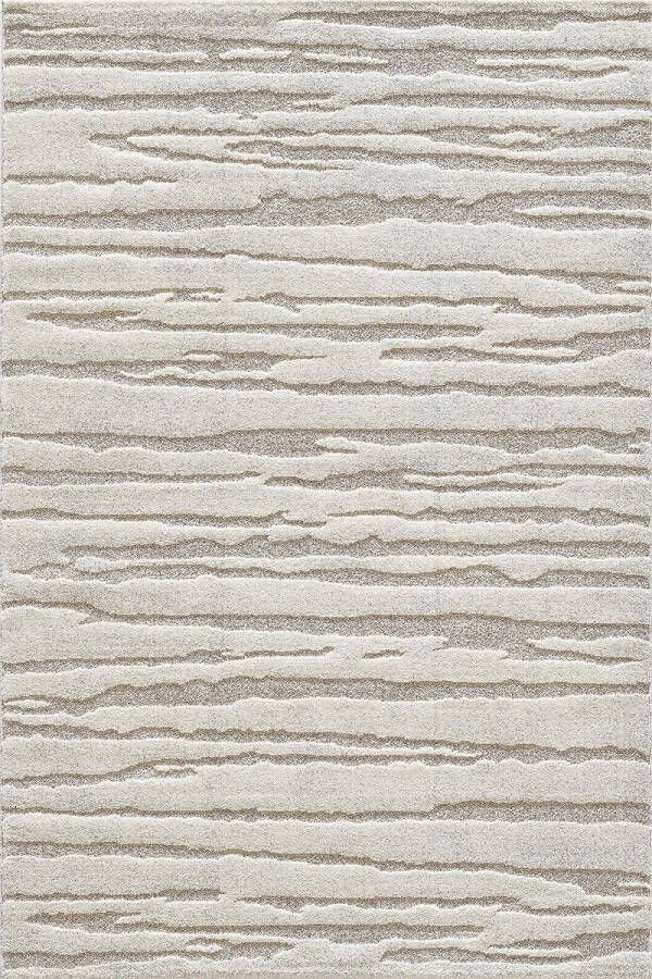 The carpet Everest moderne vloerkleed (tapijt) laagpolig met hoog-diepteeffect 3D-effect hoge vloerdichtheid en aangenaam zacht crème 200x290 cm