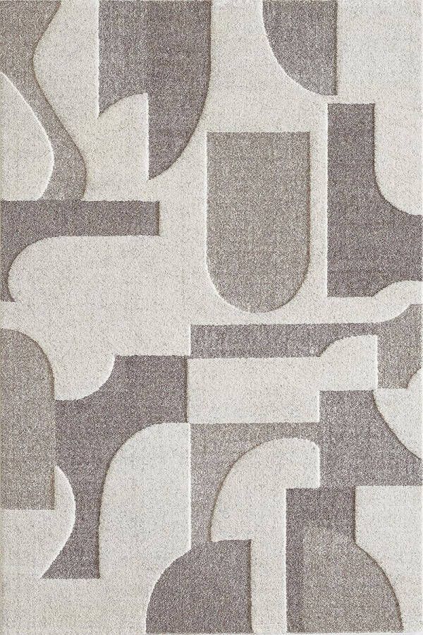 The carpet Everest moderne vloerkleed (tapijt) laagpolig met hoog-diepteeffect 3D-effect hoge vloerdichtheid en aangenaam zacht crème 240x340 cm