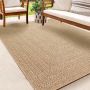 The carpet Jute look vloerkleed 200x290 cm Laagpolig voor binnen en buiten Rechthoek natuurlijke look voor tuin balkon terras of binnen indoor kleed of buitentapijt of tuintapijt KANSAS by - Thumbnail 2