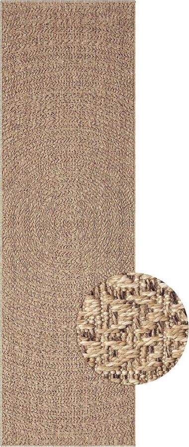 The carpet Jute look vloerkleed voor binnen en buiten 80x250 cm Rechthoekig Loper voor slaapkamer Vloerkleed voor in de hal natuurlijke look voor keukenloper keukentapijt Buitentapijt of Tuintapijt voor balkon en terras KANSAS kleed by