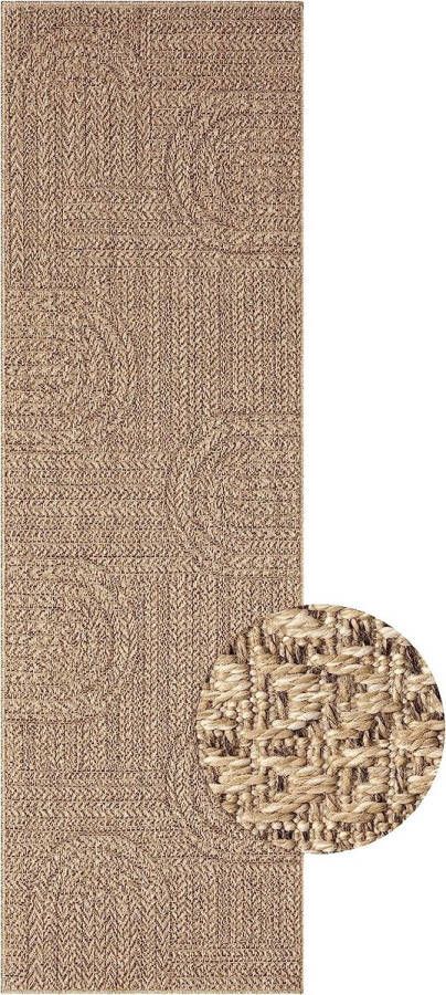 The carpet Jute look vloerkleed voor binnen en buiten 80x250 cm Rechthoekig Loper voor slaapkamer Vloerkleed voor in de hal natuurlijke look voor keukenloper keukentapijt Buitentapijt of Tuintapijt voor balkon en terras KANSAS kleed by