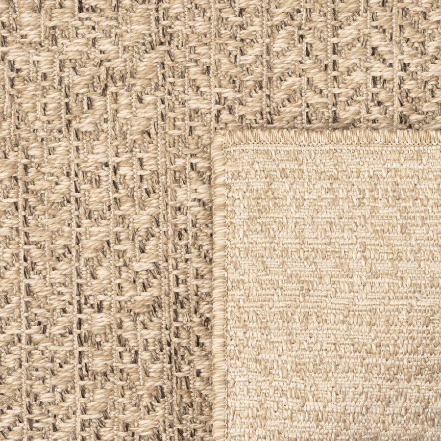 the carpet Jute look vloerkleed voor binnen en buiten 80x80 cm Rond Laagpolig natuurlijke look voor tuin balkon terras of binnen indoor kleed of buitentapijt of tuintapijt KANSAS by