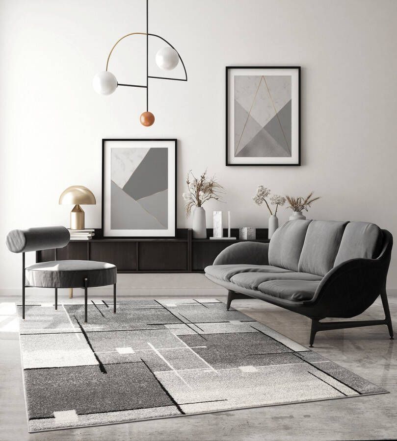the carpet Modern design woon- of slaapkamer tapijt Geometrische patronen Grijs 80x140 Binnen PEARL