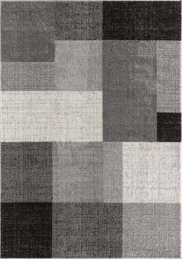 The carpet Pearl Modern Dichte Laagpolig Woonkamer Slaapkamer Vloerkleed Contour gesneden Geometrisch Patroon Golfpatroon Grijs 80 x 140 cm - Foto 4
