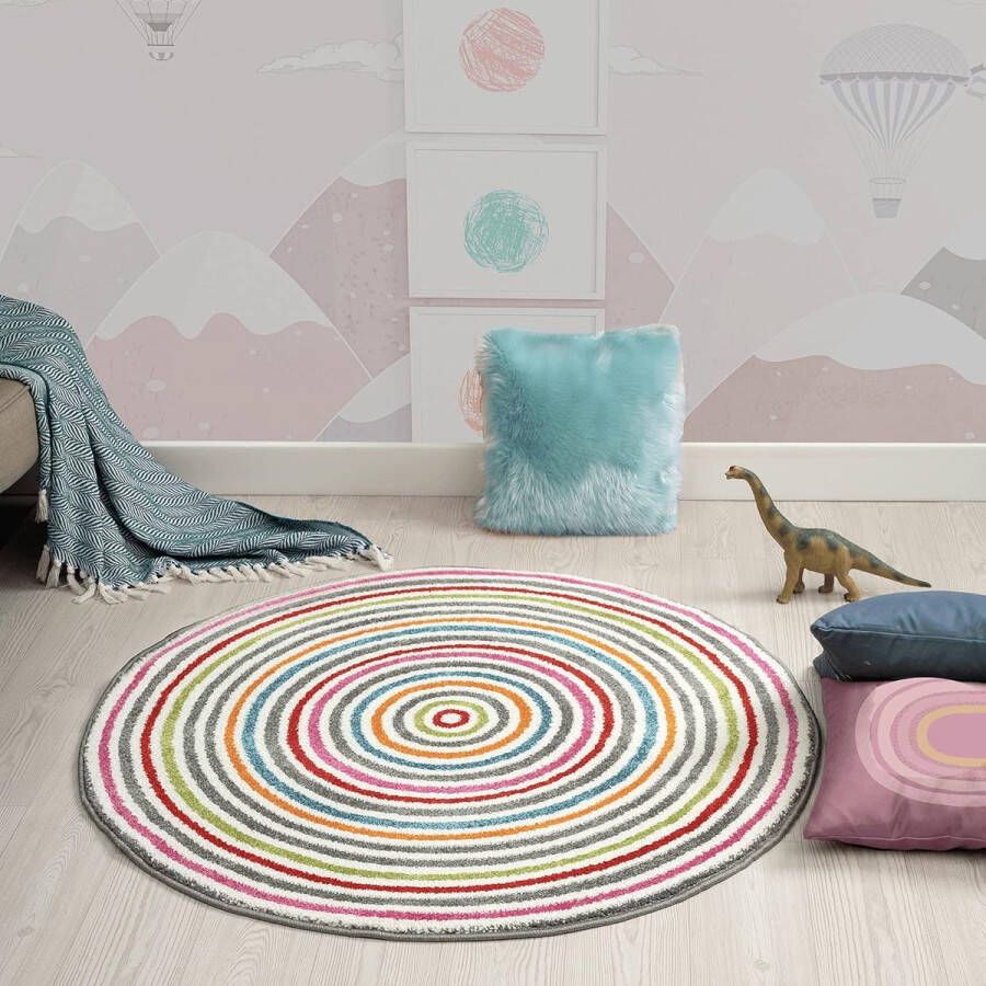 The carpet Monde Kids Modern zacht kindertapijt vloerkleed voor kinderkamer zachtpolig onderhoudsvriendelijk kleurecht levendige kleuren 120 cm rond - Foto 2