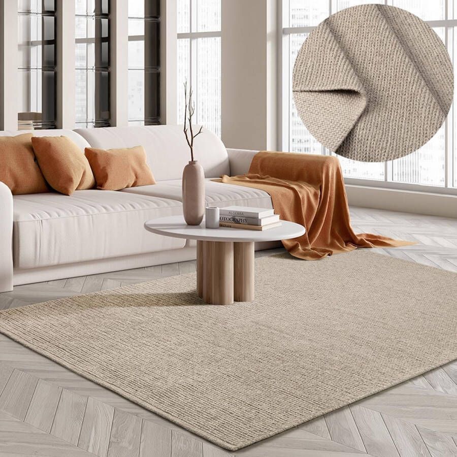 The carpet Premium Wool Handgeweven Vloerkleed Natuurlijke Vezel Wollen Vloerkleed Scandinavische Flatweave Stijl Elegantie 200x290 - Foto 2