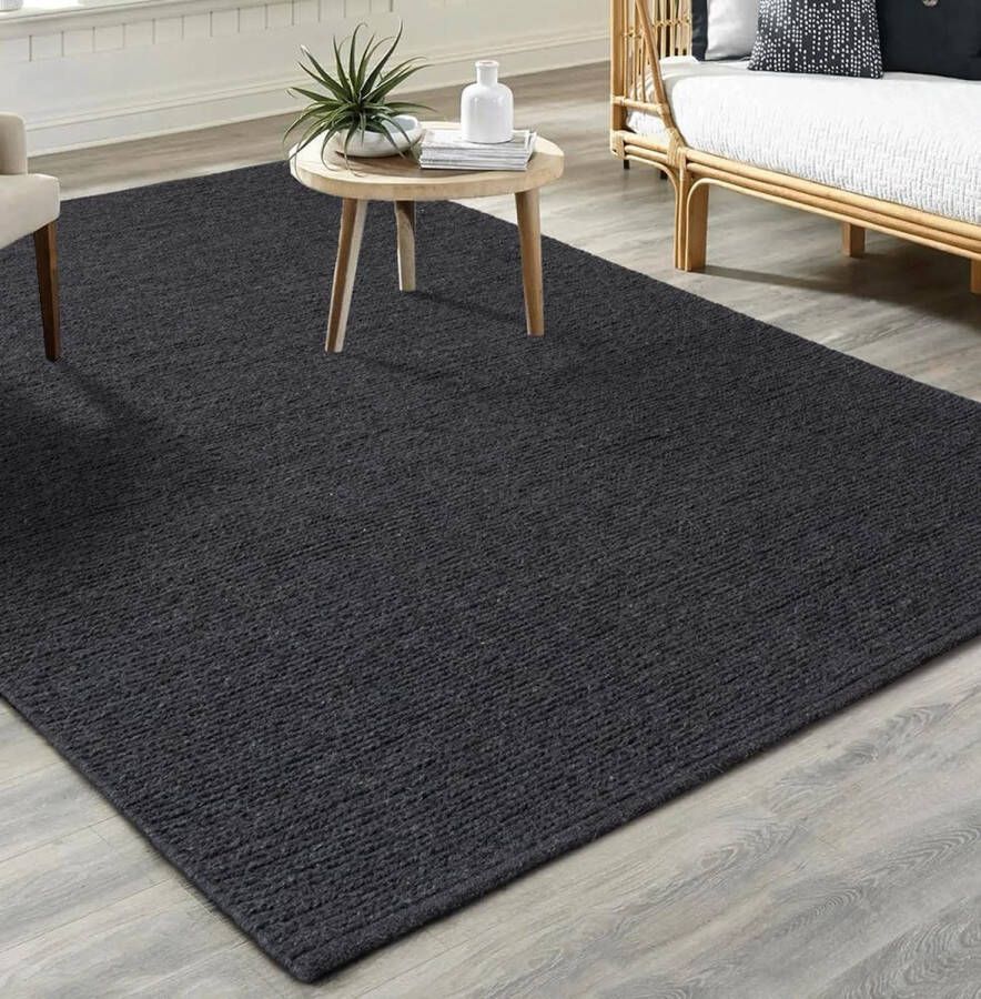 The carpet Premium Wool Handgeweven Vloerkleed Natuurlijke Vezel Wollen Vloerkleed Scandinavische Flatweave Stijl Elegantie 200x290 - Foto 5