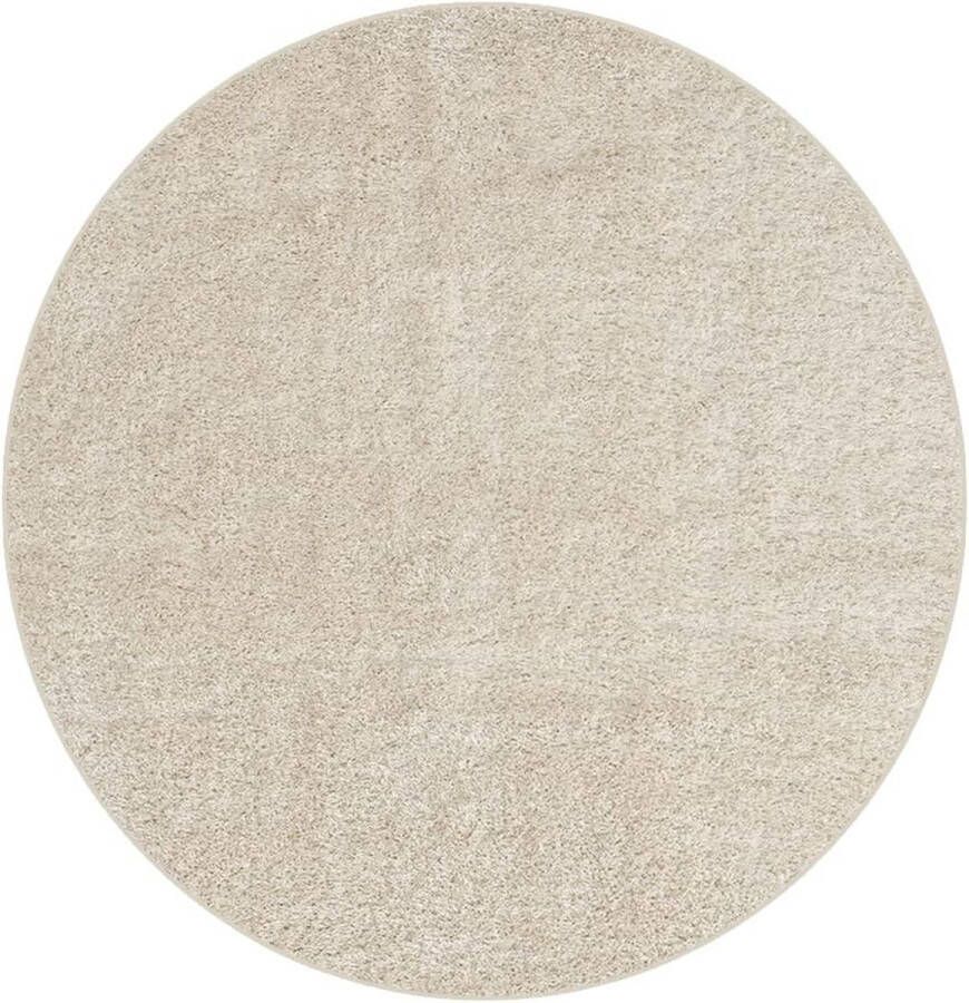 The carpet Relax Glamour Zacht Modern Shaggy Vloerkleed Langpolig Woonkamerkleed Gel Backing Wasbaar 30 mm Stapelhoogte Effen 120x120 round