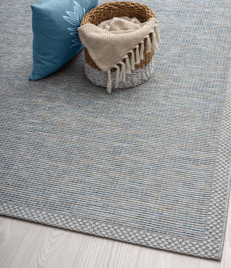 The carpet Tapijtloper voor binnen & buiten Turkoois-Blauw 67x180 cm Rechthoekig Loper voor slaapkamer Vloerkleed voor in de hal keukenloper keukentapijt Bedtapijt Buitentapijt of Tuintapijt voor balkon en terras CALGARY kleed by