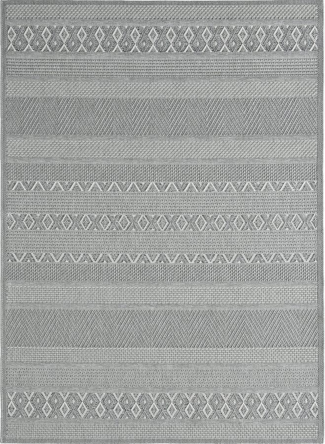 The carpet Vloerkleed voor buiten of voor balkon en terras in grijs beige 140 x 200 cm Tapijt geschikt voor In en Outdoor Rechthoekig Weer- en UV-bestendig Tuintapijt Buitentapijt CALGARY kleed by 0 - Foto 2