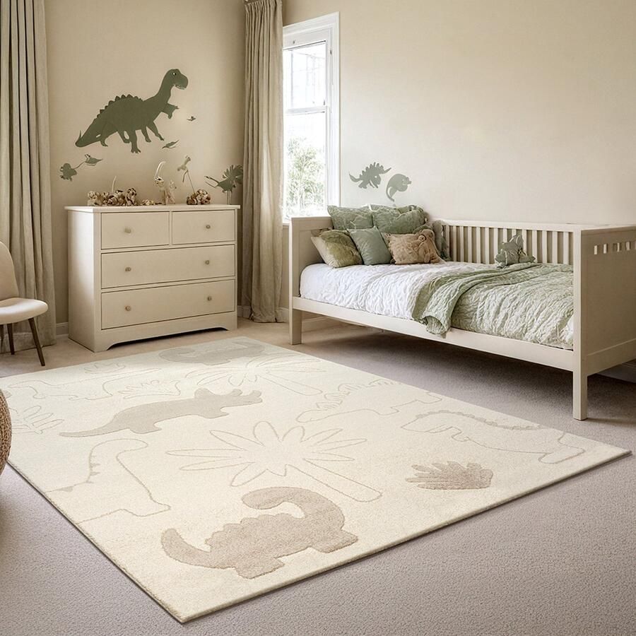 The carpet Elisa Kids Tapijt voor de kinderkamer kindertapijt speeltapijt onderhoudsvriendelijk slijtvast Crème 200 x 280