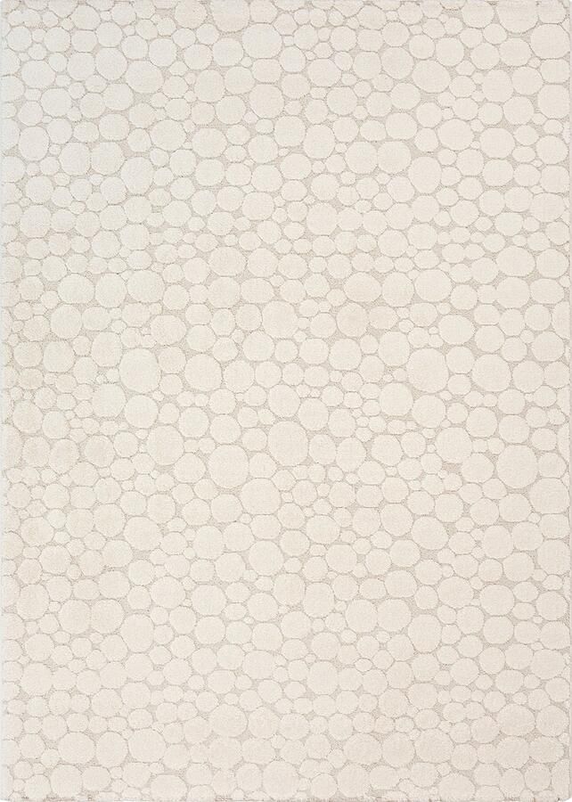 The carpet Elisa – Modern vloerkleed met hoogpolige structuur abstract design zacht & onderhoudsvriendelijk Crème met abstract gebogen lijnenpatroon in beige 120 x 160 cm