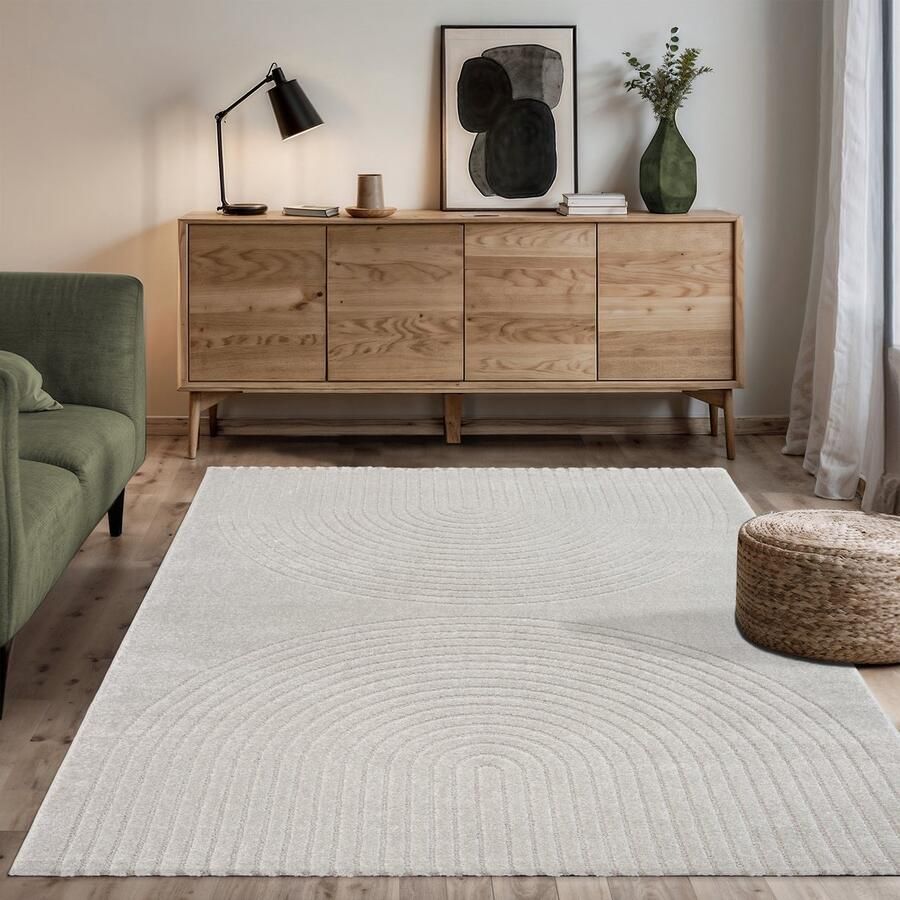 The carpet Elisa – zacht hoogpolig woonkamer vloerkleed modern design tapijt met geometrisch patroon grijs 140 x 200 cm