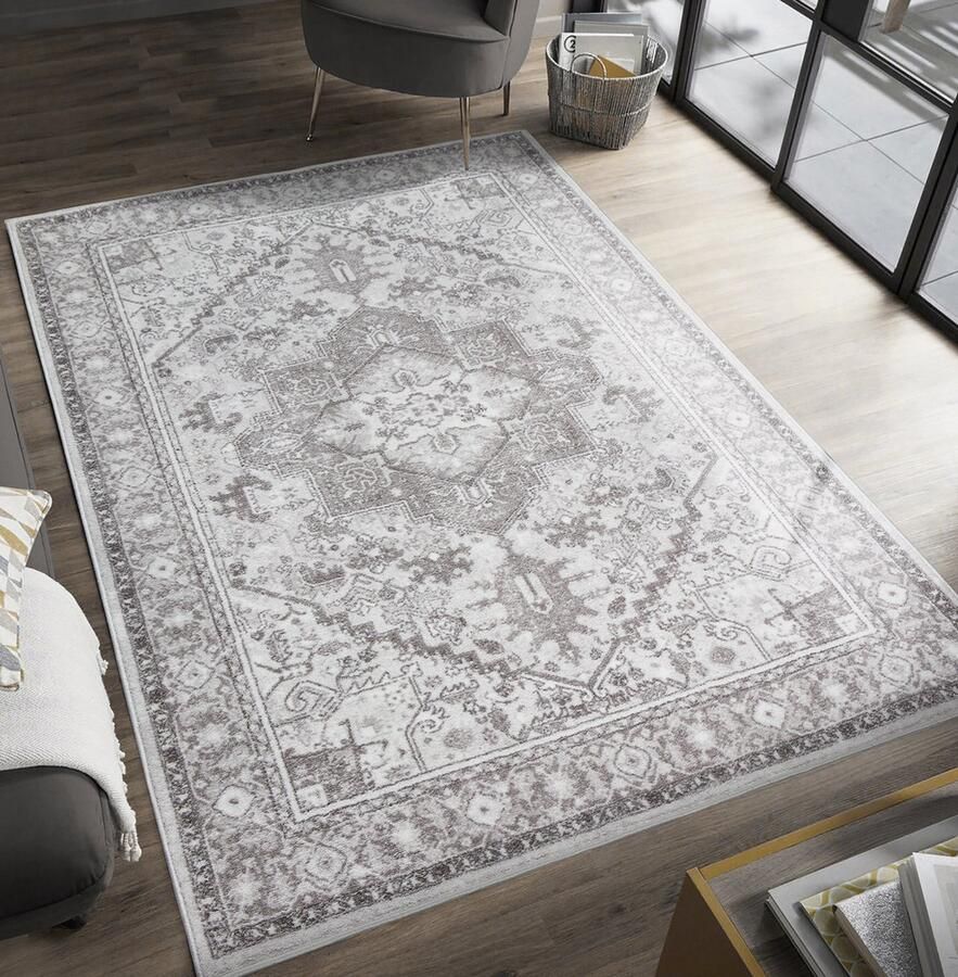 The carpet Enna modern tapijt van onderhoudsvriendelijk polyester plat geweven met antisliprug antislip en slijtvast tapijt 240x340