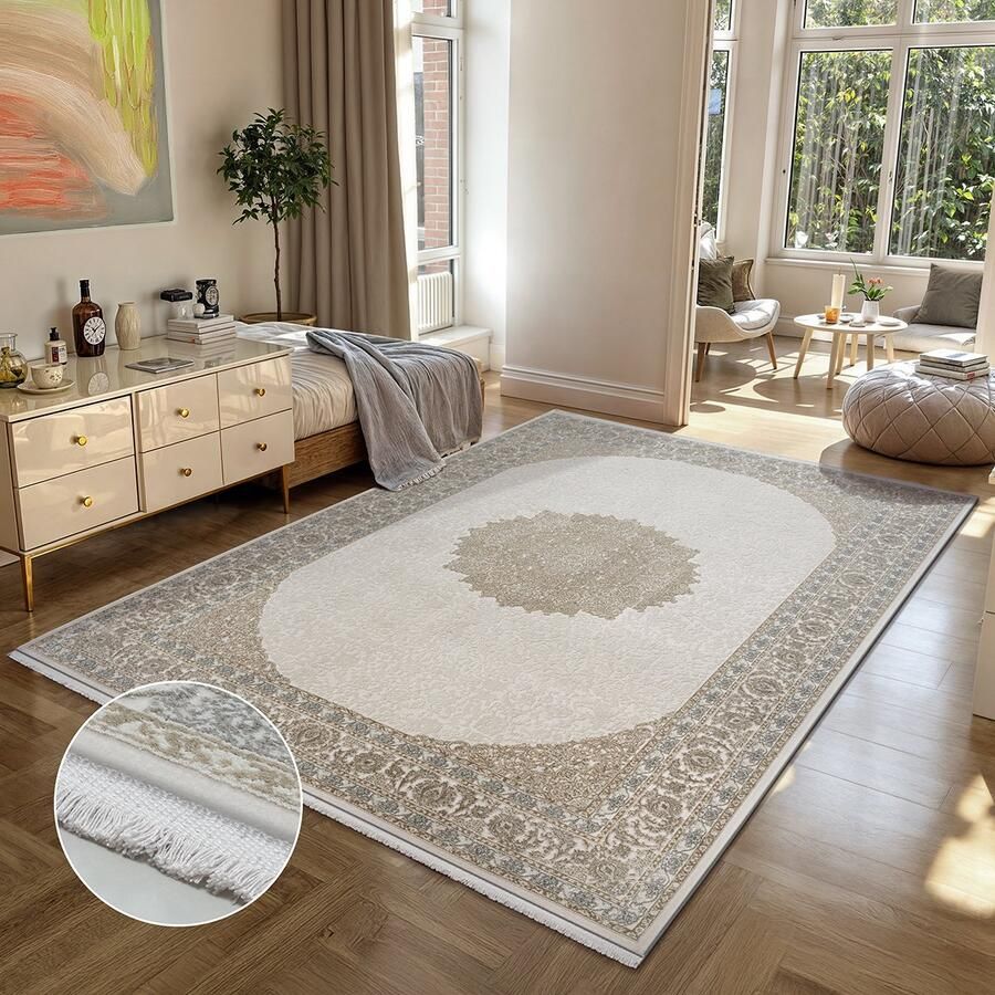 The carpet Fine hoogwaardige woonkamer vloerkleed modern zachte textuur stijlvol design luxueuze kwaliteit ideaal voor slaapkamer & woonruimtes geschikt voor vloerverwarming beige 120 x 170 cm