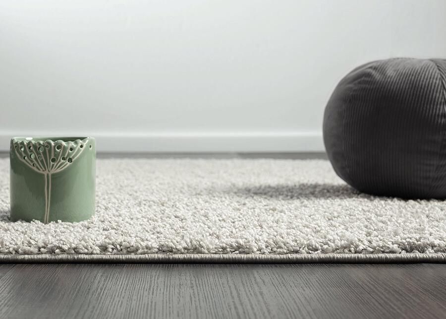 The carpet Foxy Shaggy – Hoogpolig wasbaar vloerkleed met antislip geschikt voor woonkamer en slaapkamer grijs 120 cm rond