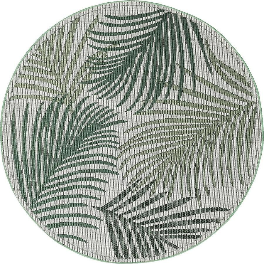 The carpet Machka robuust buitentapijt modern design weerbestendig & UV-bestendig voor balkon terras en serre ook geschikt voor keuken of eetkamer palmboom 160x160 round