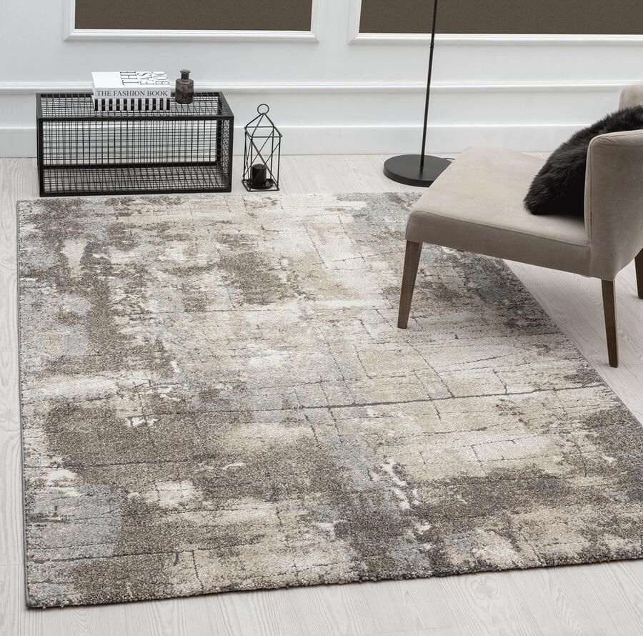 The carpet Marble Modern dichte korte pool woonkamer slaapkamer vloerkleed designer tapijt elegante glans glanzende vezel pluizig modieus marmer look abstract Earth 200 x 290 cm