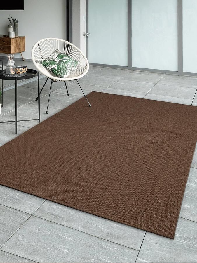 The carpet Mistra robuust buitentapijt modern weerbestendig & UV-bestendig voor balkon terras en serre Maar ook geschikt voor de keuken plat geweven 060x110 - Foto 2