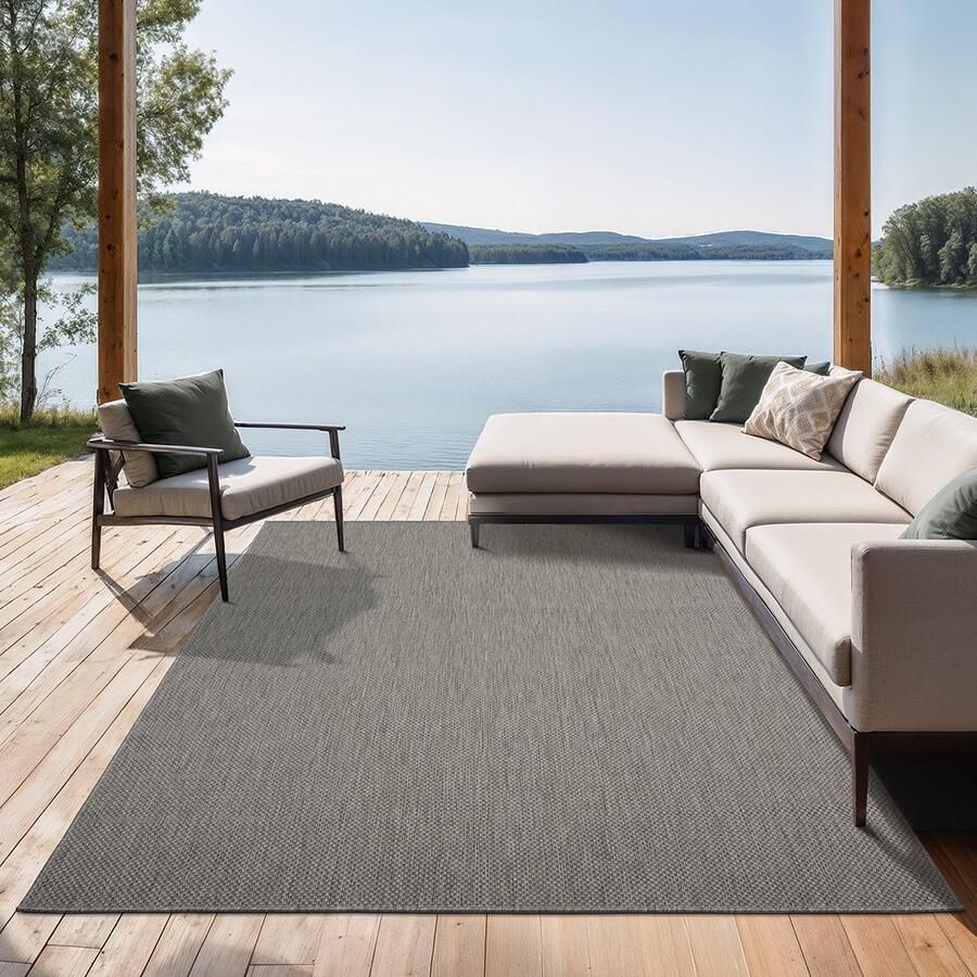The carpet Mistra robuust buitentapijt modern weerbestendig & UV-bestendig voor balkon terras en serre Maar ook geschikt voor de keuken plat geweven 060x110