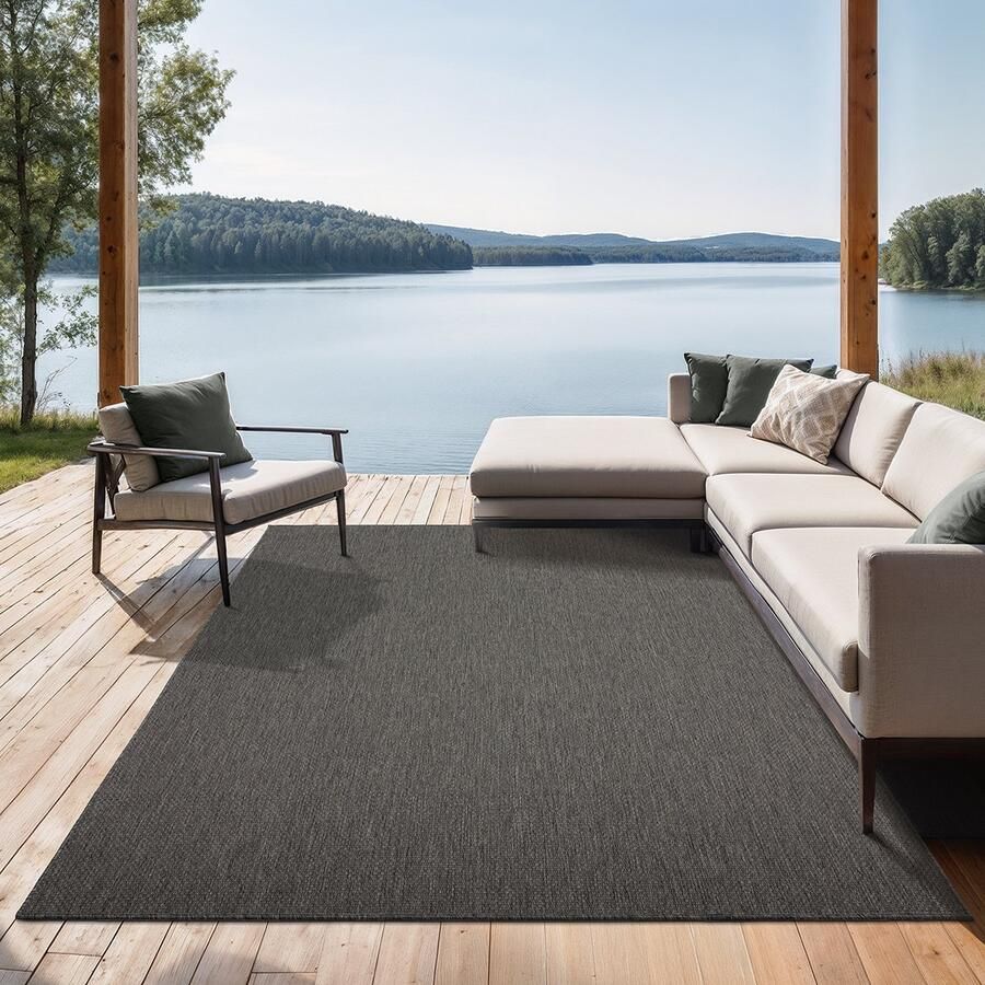 The carpet Mistra robuust buitentapijt modern weerbestendig & UV-bestendig voor balkon terras en serre Maar ook geschikt voor de keuken plat geweven 140x200