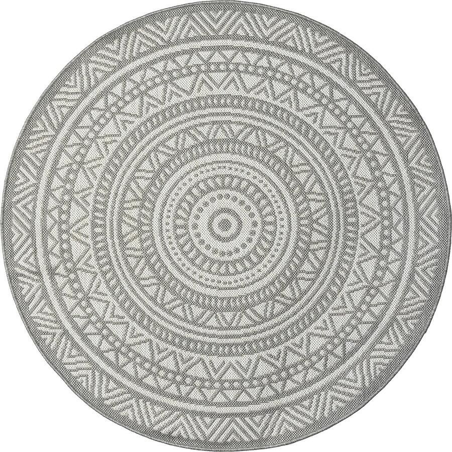 The carpet Mistra robuust buitentapijt modern weerbestendig & UV-bestendig voor balkon terras en serre Maar ook geschikt voor de keuken plat geweven 120x120 round