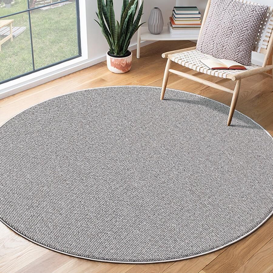 The carpet Natal Modern enkelkleurig vloerkleed woonkamer geschikt voor de keuken getuft robuuste korte pool met vilten rug zacht & vuilafstotend Grijs 80 cm