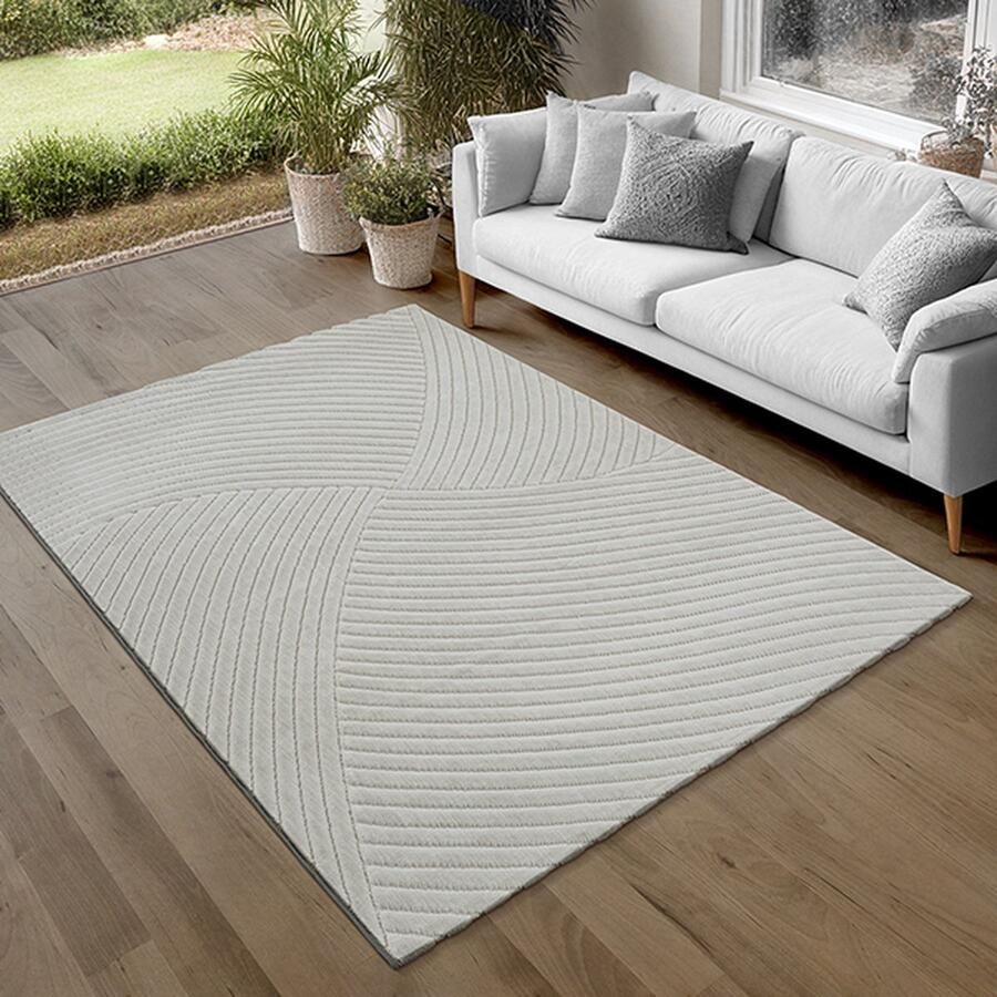 The carpet Parma – vloerkleed met hoog-laag effect moderne korte pool robuust en onderhoudsvriendelijk geschikt voor binnen en buiten grijs 160 x 220 cm