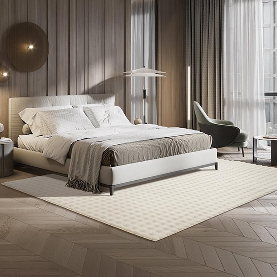 The carpet Peak knuffelige Bubble Vloerkleed Anti-slip onderkant Wasbaar tot 30 graden Vacht onderhoudsvriendelijk en zacht Beige 200 x 280 cm