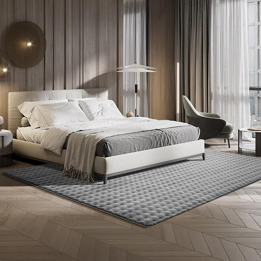 The carpet Peak knuffelige Bubble Vloerkleed Anti-slip onderkant Wasbaar tot 30 graden Vacht onderhoudsvriendelijk en zacht Antraciet 080 x 150 cm